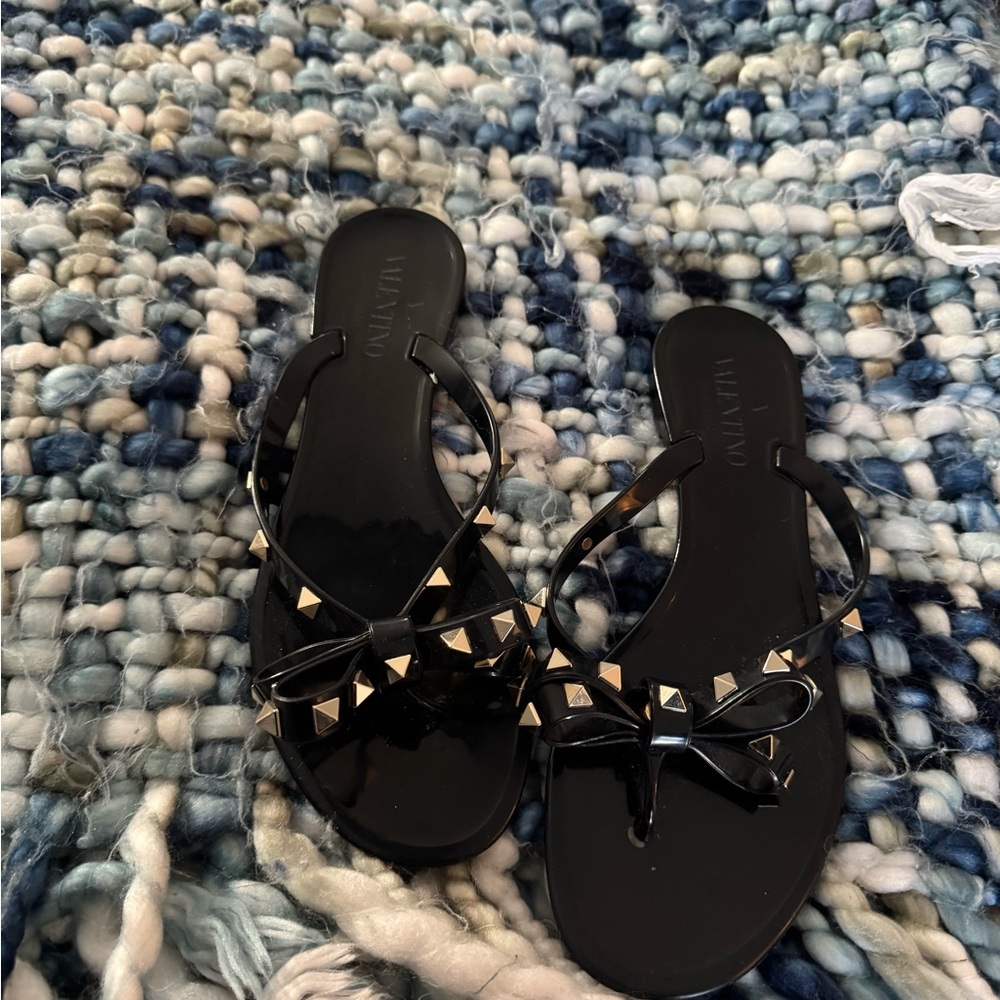 Valentino Women's Black Studded Sandals in great used condition size 38